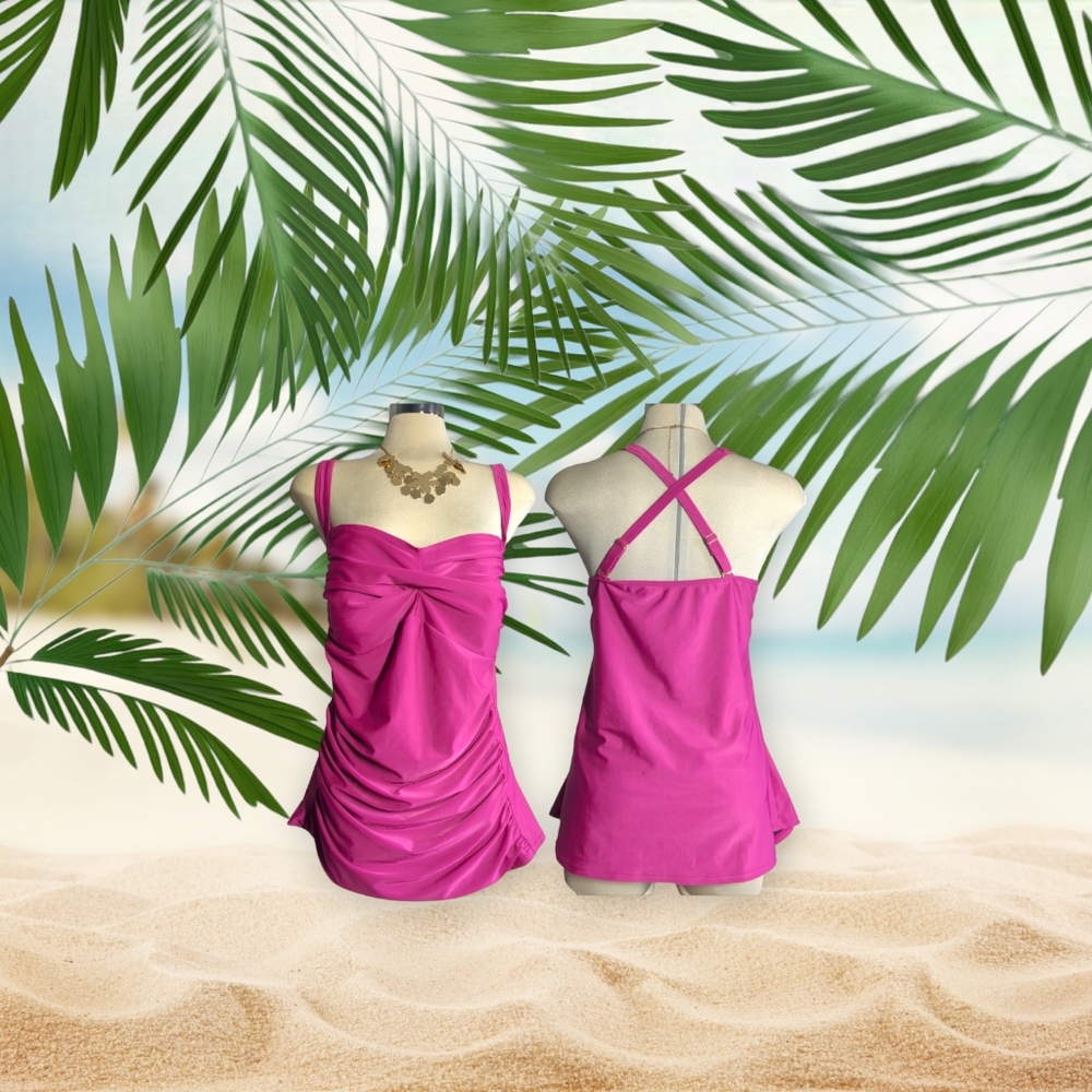 ELIANA Plus 2 Piece Tankini Beautiful Pink/Purple Size 3X